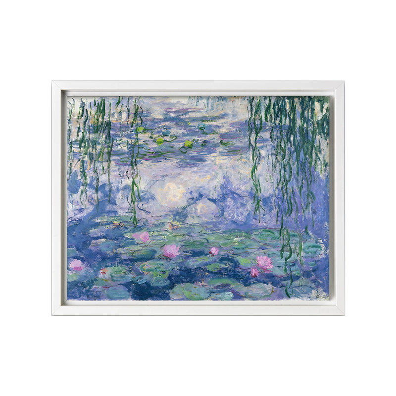 Claude Monet - Nénuphars No1, Canevas, Encadrement blanc, H 11 po x l 14 po