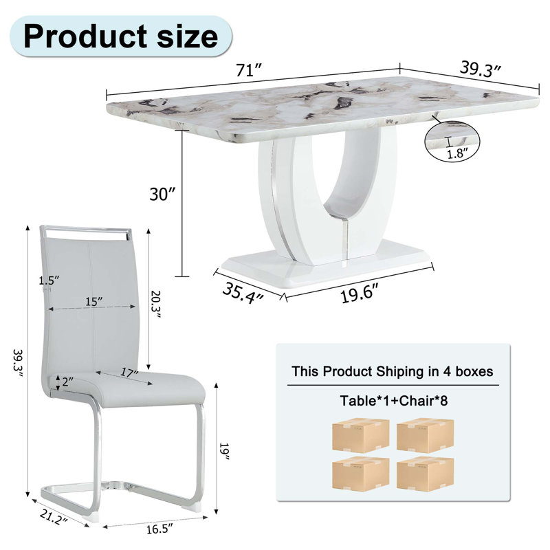 Ensembles de tables de salle à manger, Beige/Argenté, 9