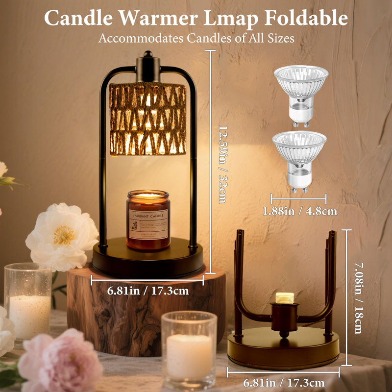 Candle Warmer Lamp With Timer & Dimmable Vintage Design - Wax Melt Warmer For Large Candles, Valentine's Day Thanksgiving Gift For Women/Mom, Home Bedroom Decor