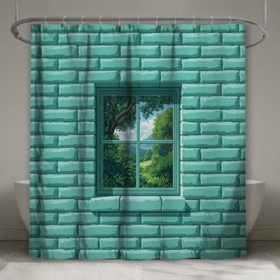 Rideaux de douche muraux en brique turquoise extra longs