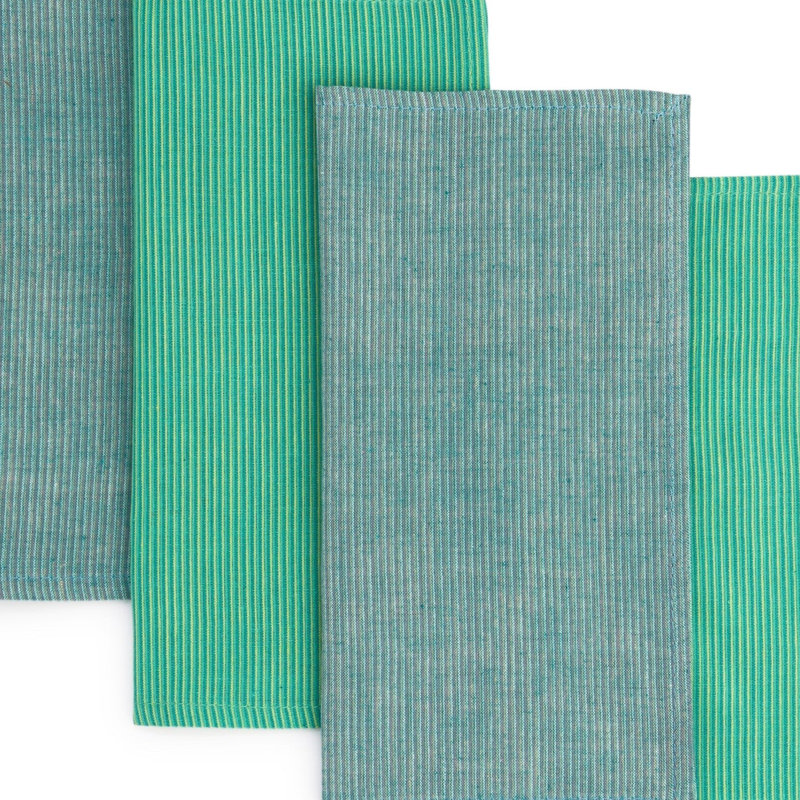 Ensemble de 4 serviettes de table PRIMROSE, Sarcelle / Bleu
