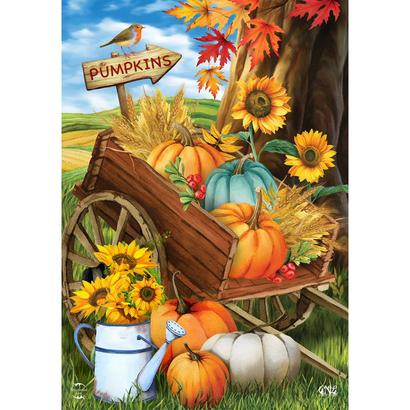 Pumpkin Cart Garden Flag