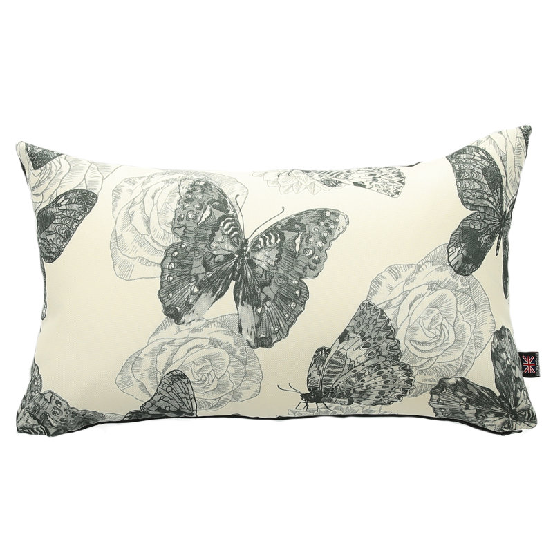 Chasse Floral Rectangular Throw Cushion, Mono Grey