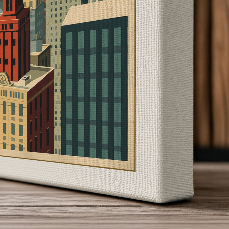 Skyline Art Deco - Wrapped Canvas, 18x12 - 45.7 x 30.5 cm, Cream Border