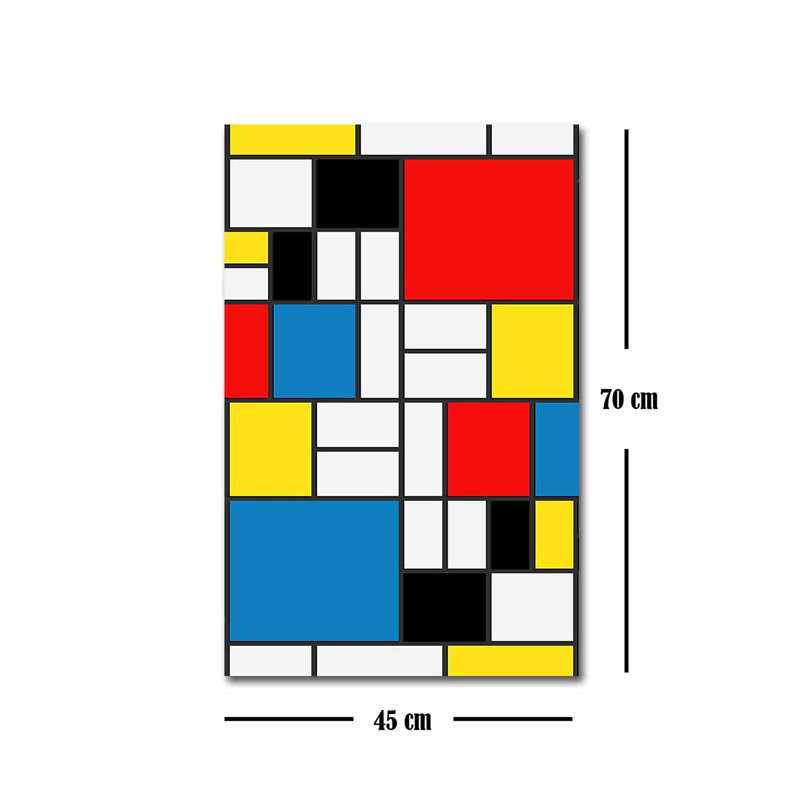 Superbe peinture sur toile décorative par Piet Mondrian, 17,7 po x 27,6 po | Toile 100% suède avec cadre 100% bois (épaisseur: 1,2 po) | Idéal pour les décors modernes, les couleurs éclatantes et l'élégance artistique