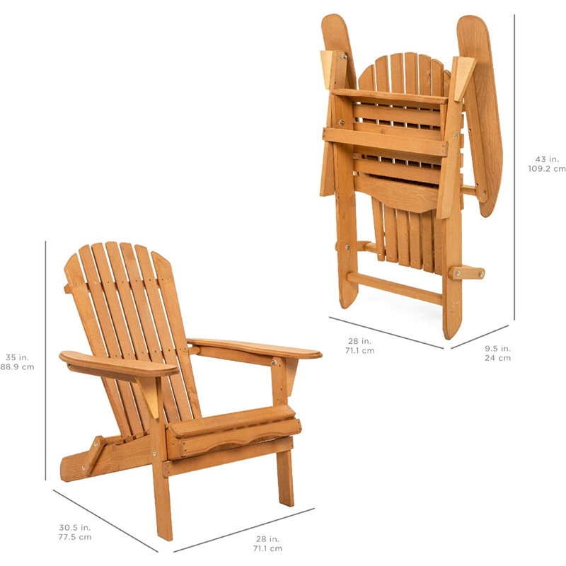Abdul-Hakeem Foldable Outdoor Adirondack Chair, Brown