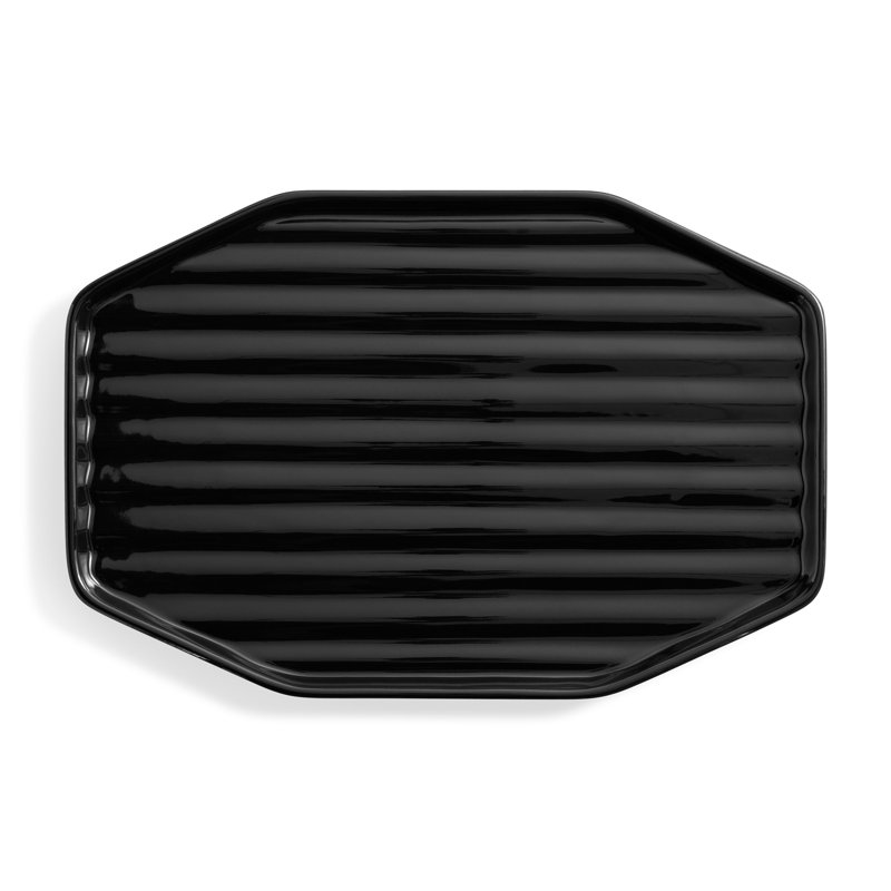 Vice Versa Ceramic Decorative Tray, 1" H x 16" W x 10" D, Black