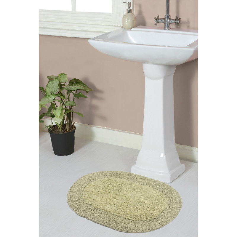 Tapis pour salle de bain 100% coton Double Ruffle Collection, Sauge, L 17 po x L 24 po