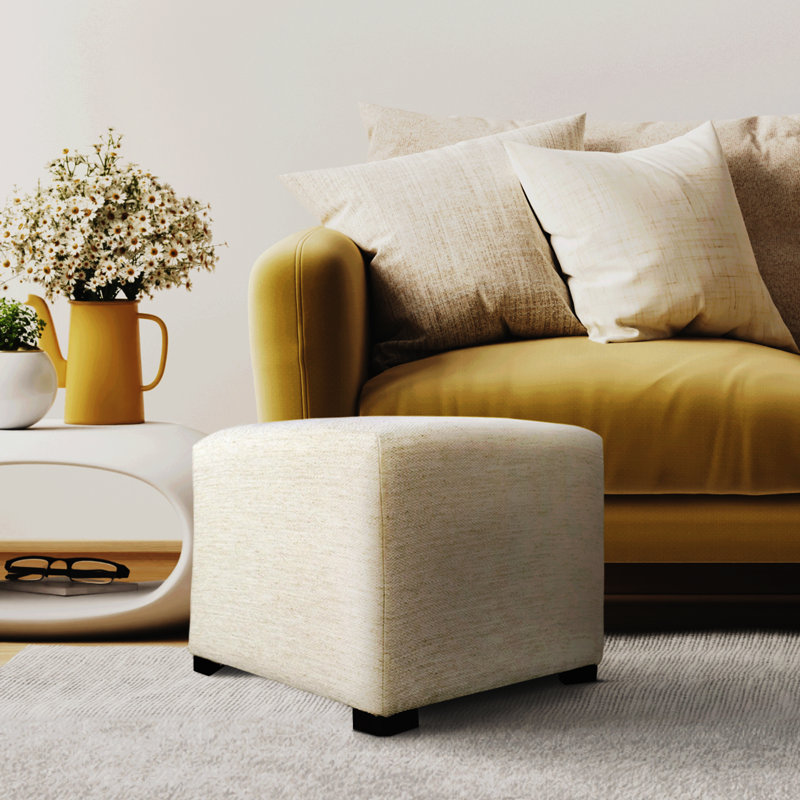 Emerie Upholstered Ottoman, Ivory