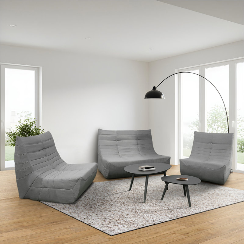 Ensemble de chaises et causeuse 5 pièces Deko Living, Polyester gris