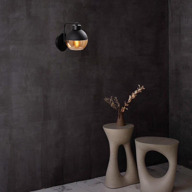 Modern Industrial Wall Lamp, Black Metal Body, 5.5 in Diameter x 7.5 in Height | E27 Socket, Max 40W | Sleek Scandinavian Design, Perfect for Home & Office Decor | Durable & Stylish, IP20 Rated