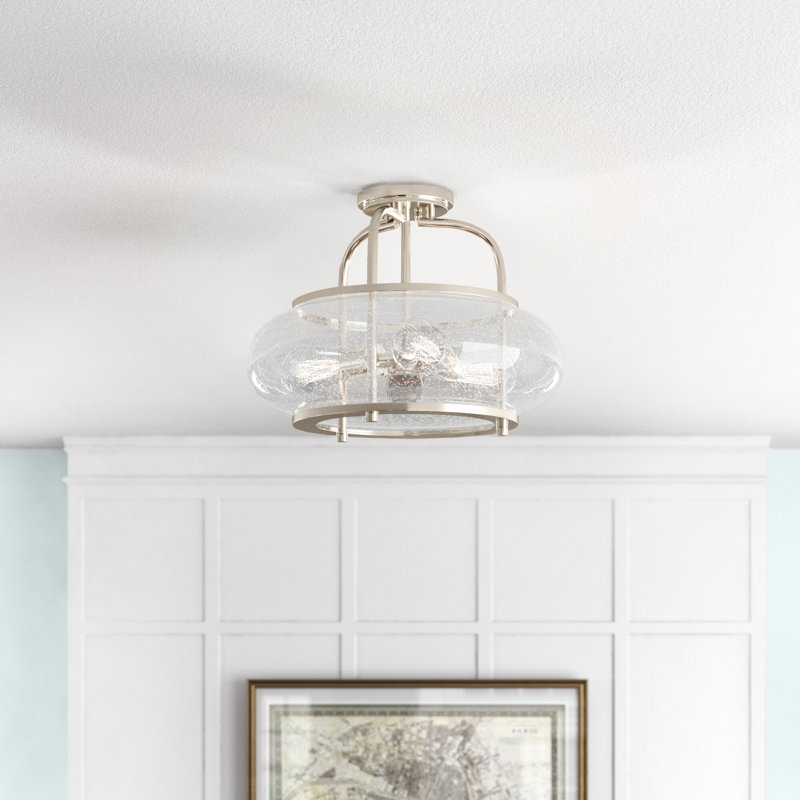 Spofford Glass Semi Flush Mount, Brushed Nickel