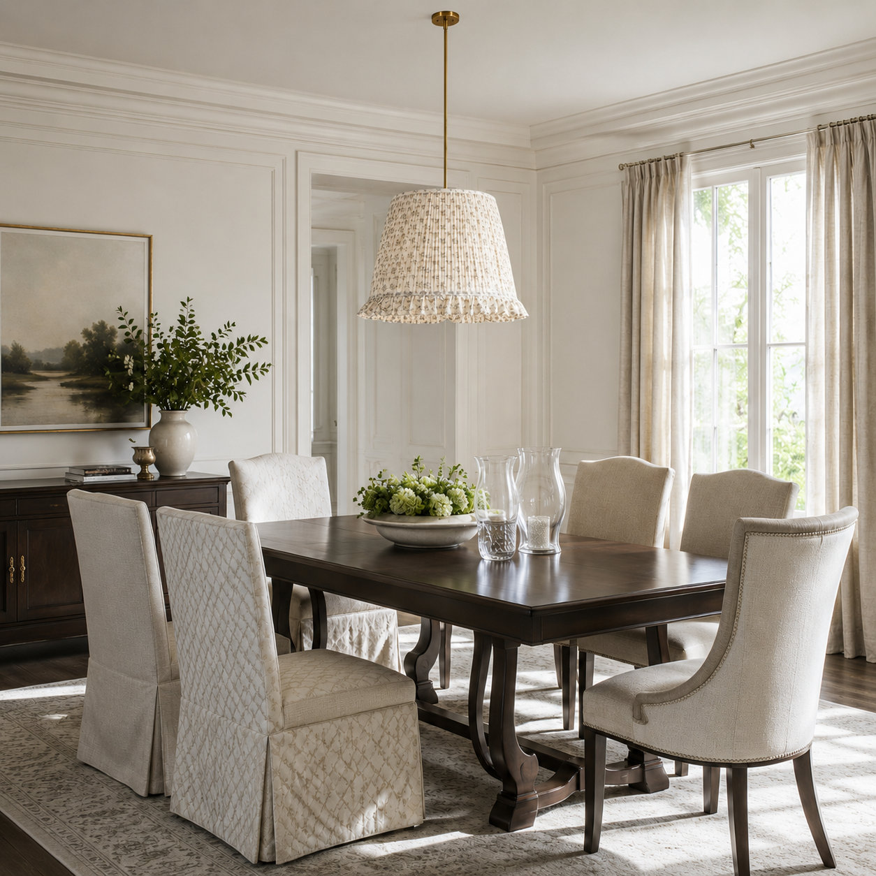 Dimmable Pendant, Gray Floral