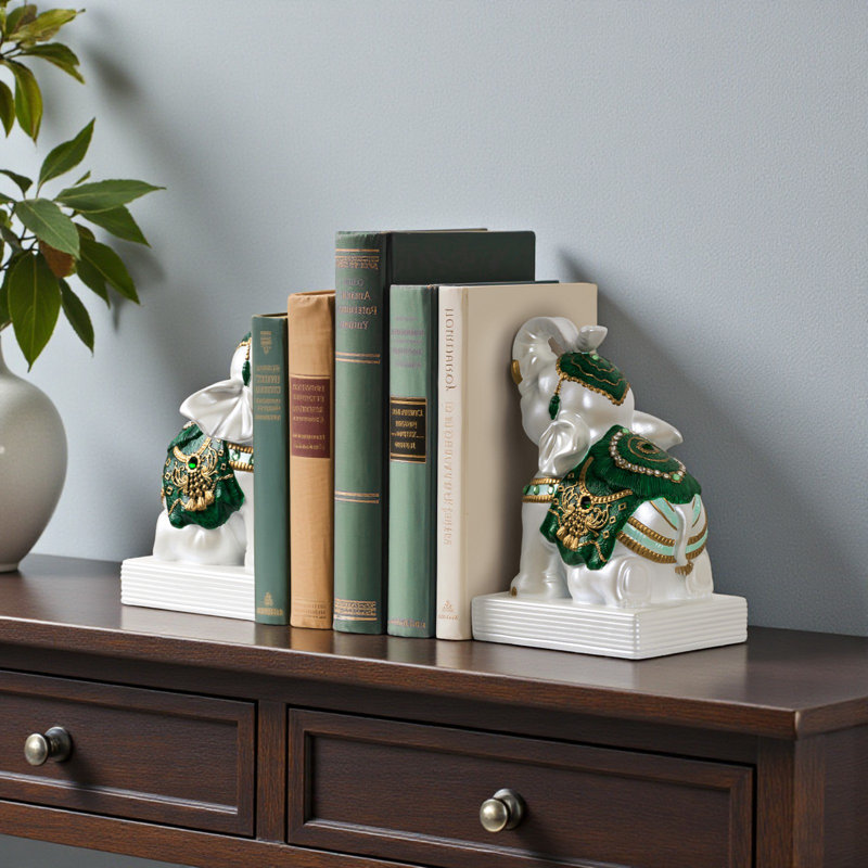 Mignon serre-livres éléphant pour tablettes, Vert forêt