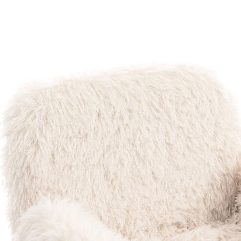 Fauteuil en laine polaire moelleuse, pliable, design croisé, hauteur réglable pour une assise confortable et relaxante, couleur crème, convient à tous les espaces, doux et confortable