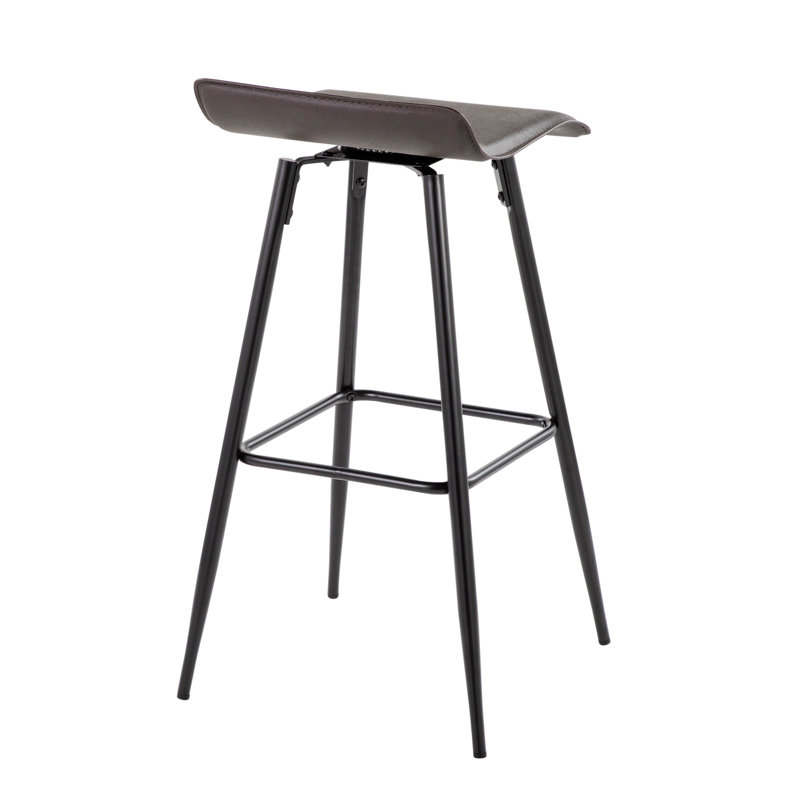 Kalsum Upholstered Counter Stool with Metal Frame, Brown, Bar Stool (32.5” Seat Height)
