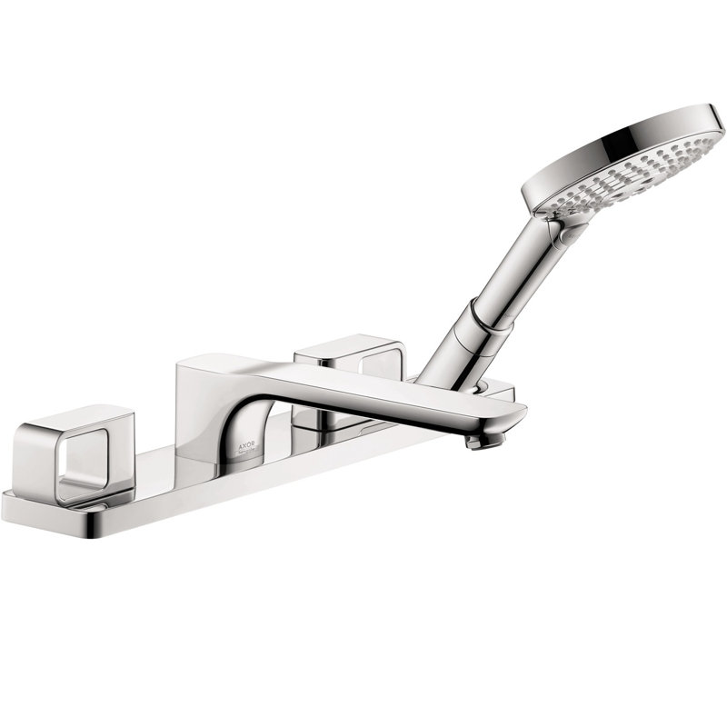 AXOR Urquiola Double Handle Deck Mounted Roman Tub Faucet Trim with Handshower, Chrome