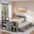 Matheny  Bed With Desk And Storage Shelves, Built-in Trundle And 3 Drawers-1380861583