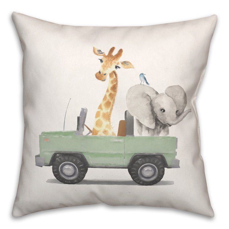 Housse et insert de coussin carré avec cruisin animaux