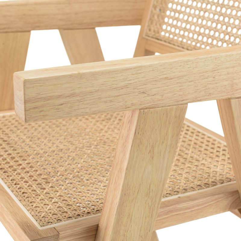 AGATHE Upholstered Armchair, Light Hevea Wood