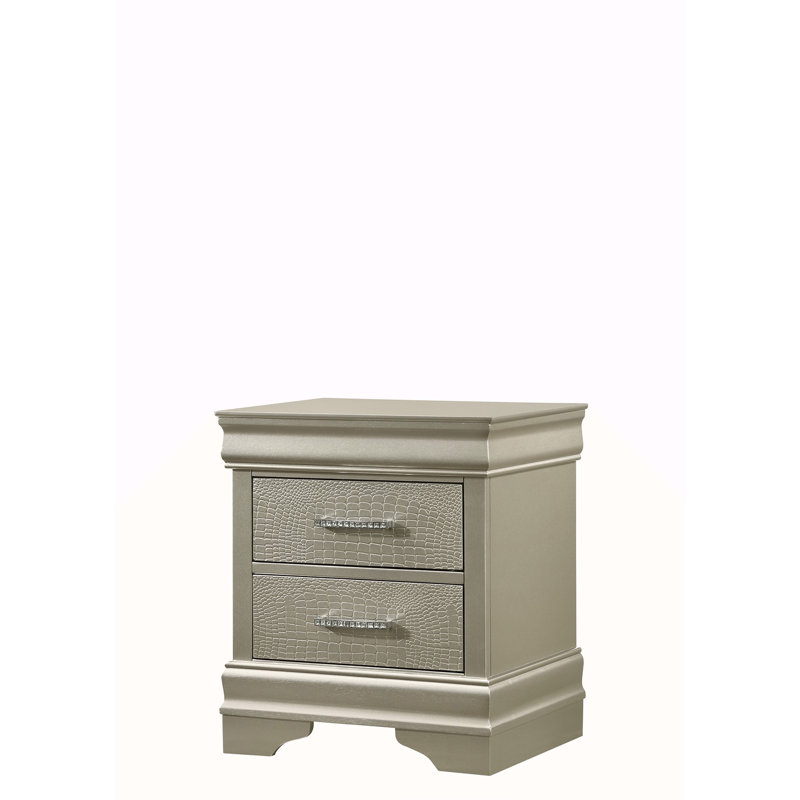 Table de chevet avec rangement à 2 tiroirs, Gris