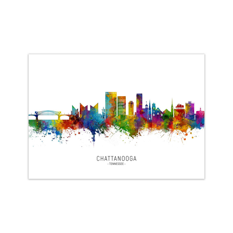 Chattanooga Tennessee Skyline by Michael Tompsett - Print, 30cm H x 42cm W x 1cm D, Unframed