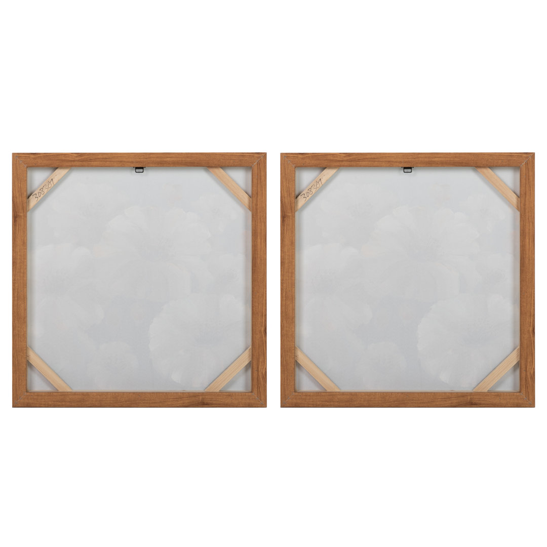 Flowers 80% Hand Painted Set 2 Canvas 60X4X60 Cm - 2 Piece Wrapped Canvas Print Set