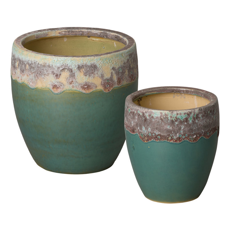 POT DE FLEURS S / 2, REEF / TEAL H 9 x 5 po; H 13 x 7 po, H 9 po x l 8 po x P 8 po / H 11 po x l 11 po x P 1