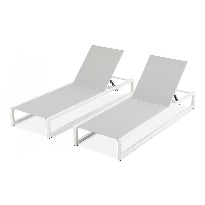 5-Level Adjustable 2-Piece Outdoor Chaise Lounge, 2