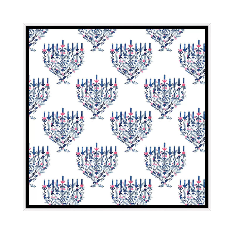 «Boho Hanukkah Collection G» par Grace Popp - reproduction imprimée, H 26 po x l 26 po x P 1,5 po, Toile blanche encadrée