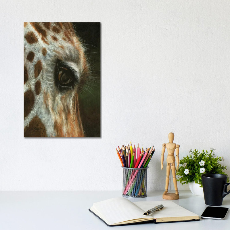 Giraffe Close by David Stribbling - Wrapped Canvas Painting, 20.32 cm H x 30.48 cm W