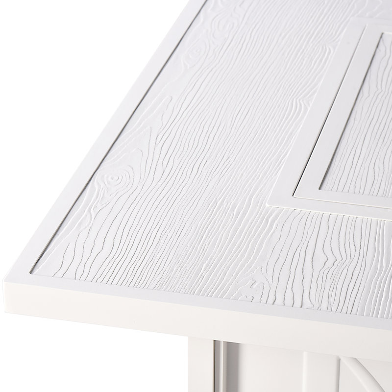 Herr Square Aluminum Propane Smokeless Fire Pit Table with Hidden Fuel Tank, White
