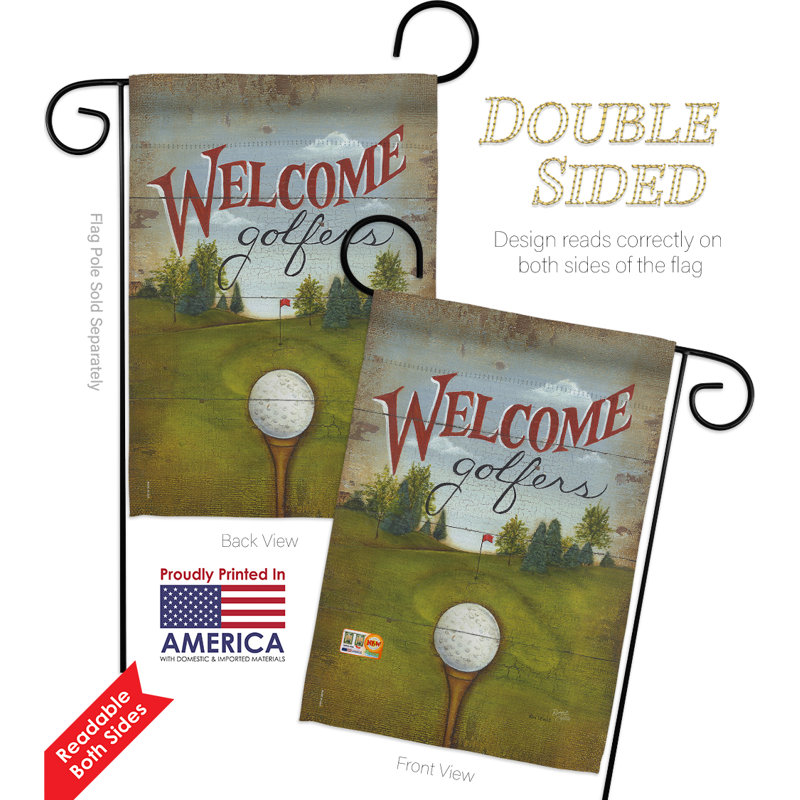 Welcome golfeurs 2 côtés en polyester 19 x 13 po Ensemble de drapeaux
