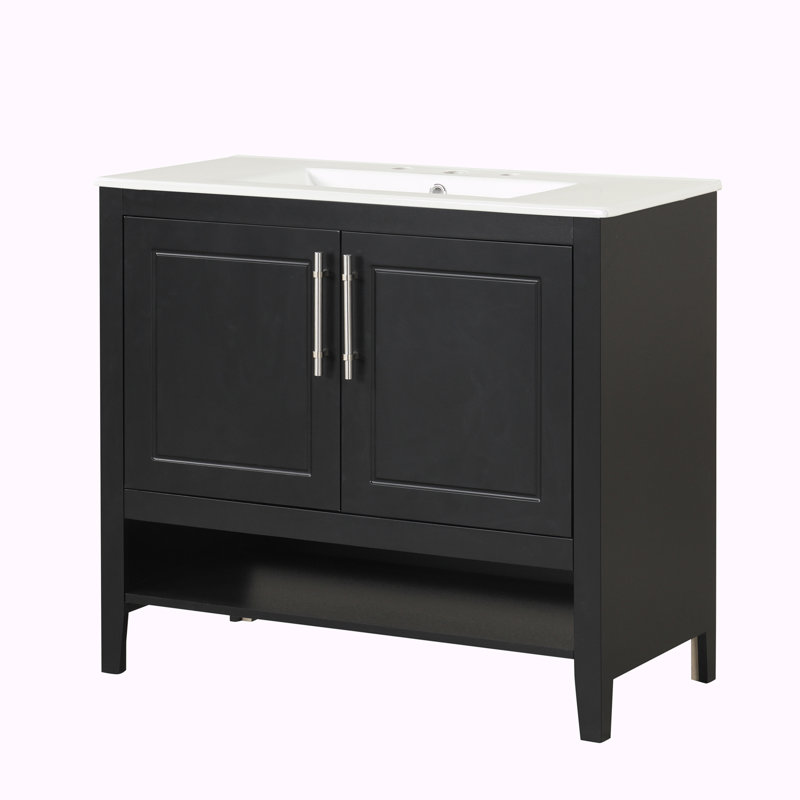 Meuble-lavabo simple 36 po avec comptoir en céramique Bayview