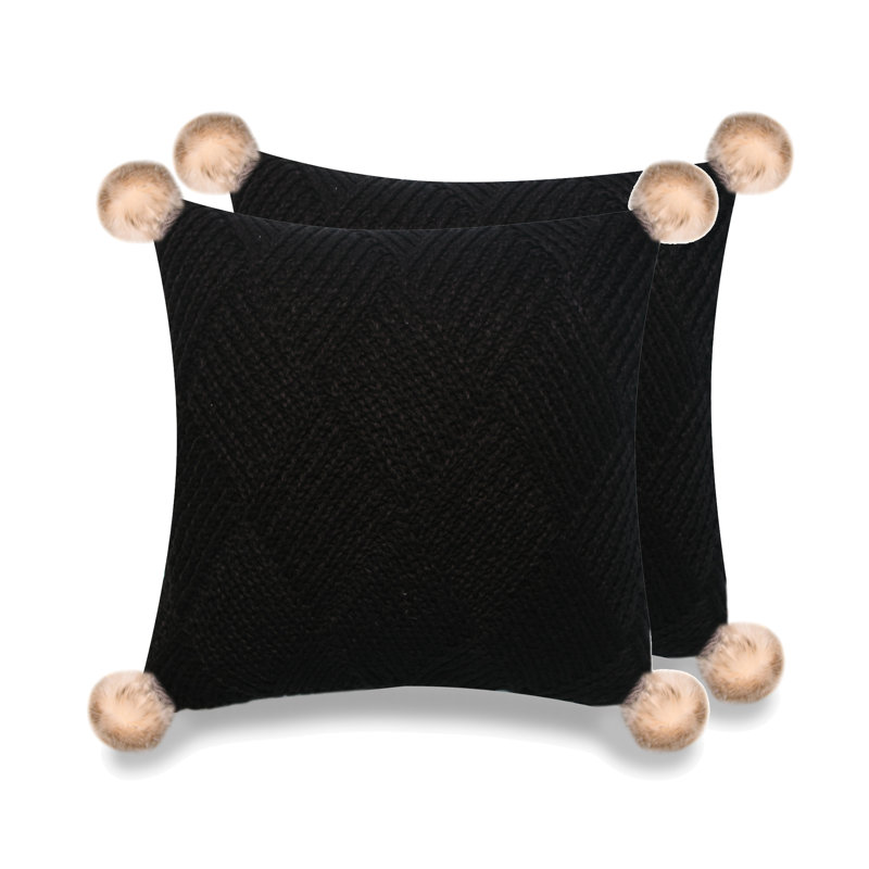 Housse de coussin en acrylique Bridenthal, Noir