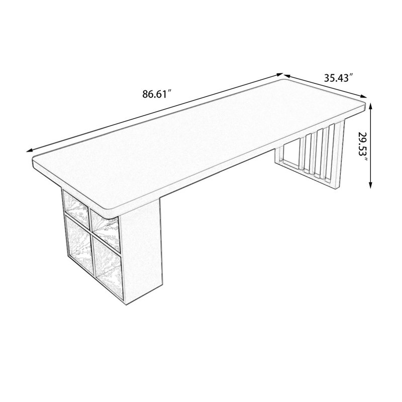 Bureau rectangulaire en bois massif noir, H 29,53 po x l 86,61 po x P 35,43 po
