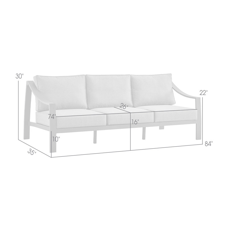 Lamario Aluminum Outdoor Sofa, Brown