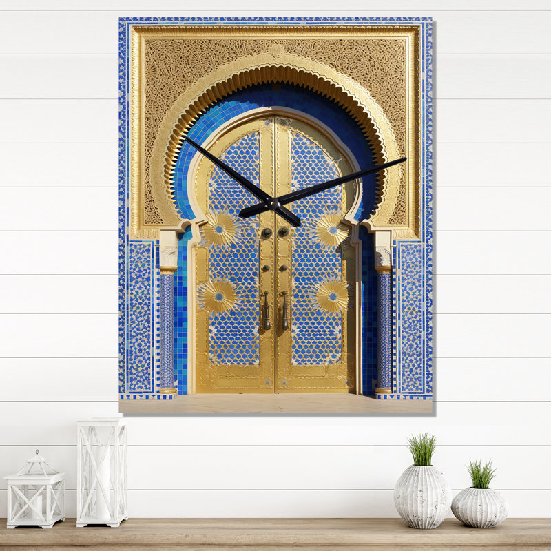 Horloge murale rétro surdimensionnée Morroco Palace Golden Doors III, Grand