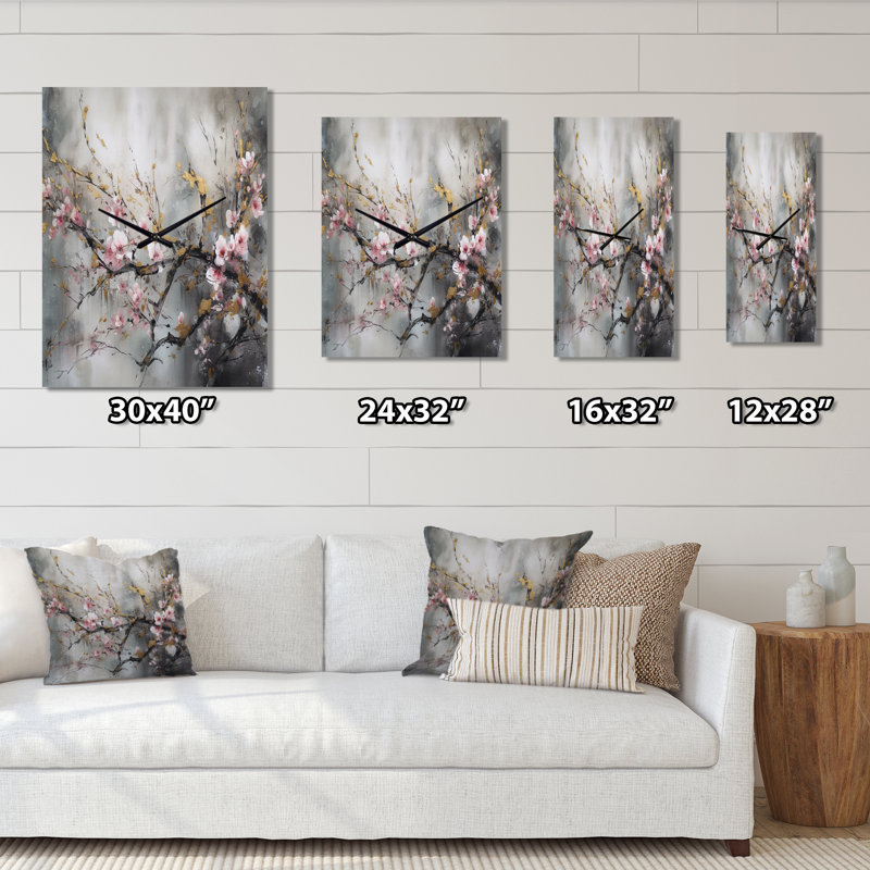 Orchidée florale - Horloge murale, H 40 po x l 30 po x P 1 po