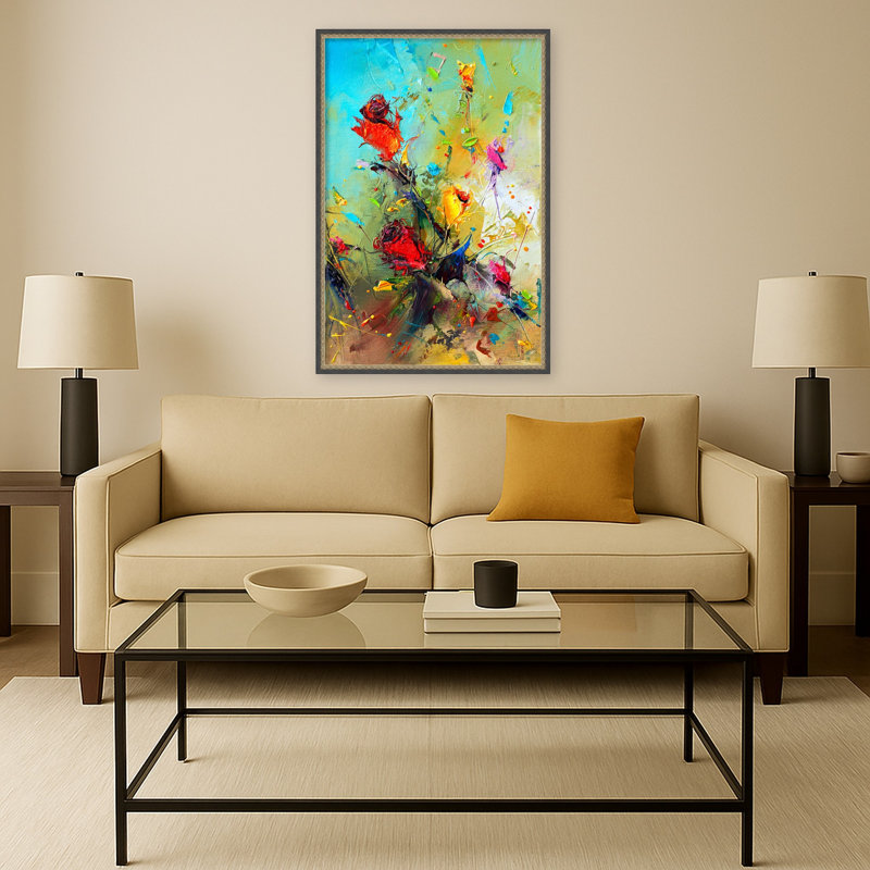 «Fly roses» par Stanislav Lazarov, reproduction d'art sur toile encadrée, Matinée bronze noir