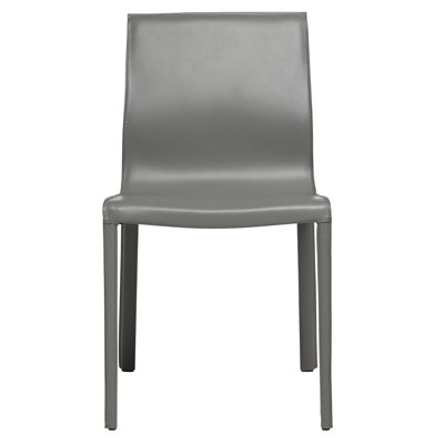 18'' H Genuine Leather Upholstered Metal Side Chair
