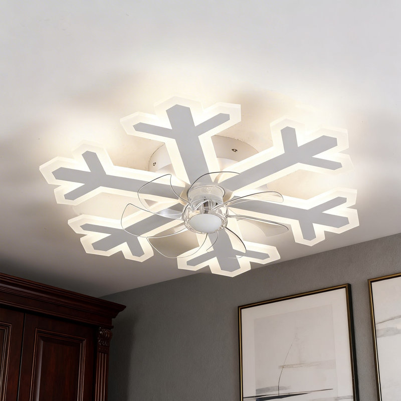 23.23'' Blade Dimmable LED Flush Mount Ceiling Fan with Remote Control