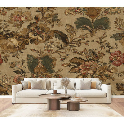 Papier peint adhésif rétro avec motif floral rétro en forme de terre H 69 po x l 96 po, papier peint amovible en PVC autocollant pour chambre à coucher, bureau à domicile