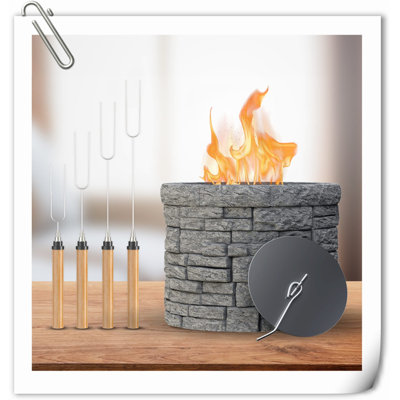 Tabletop Fire Stone Tabletop Fireplace with Flame Guard