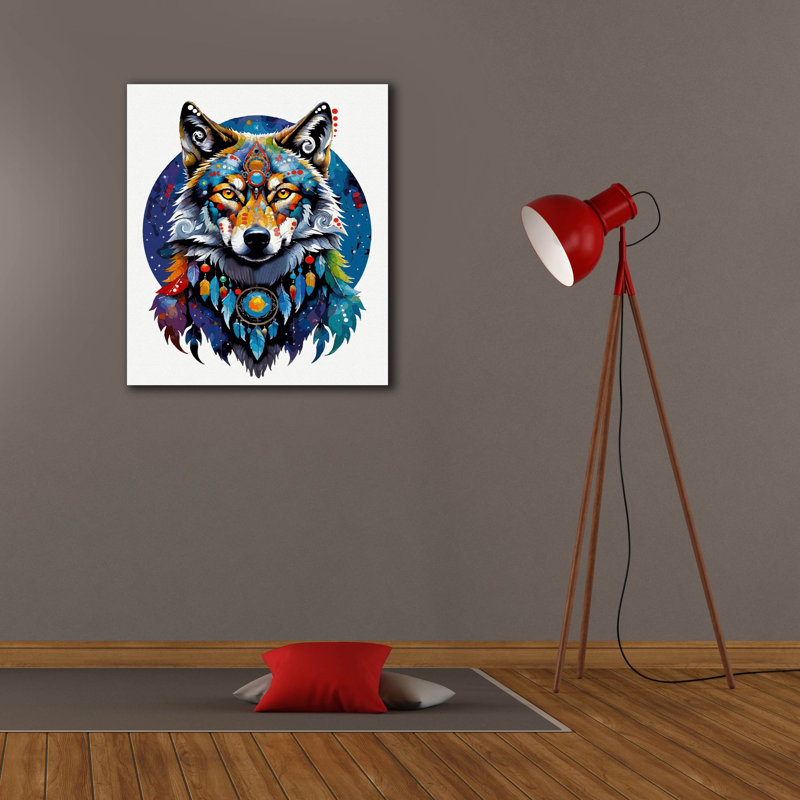 Toile épique Graffiti «Celestial Wolf» par Dean Russo, 26 po x 30 po