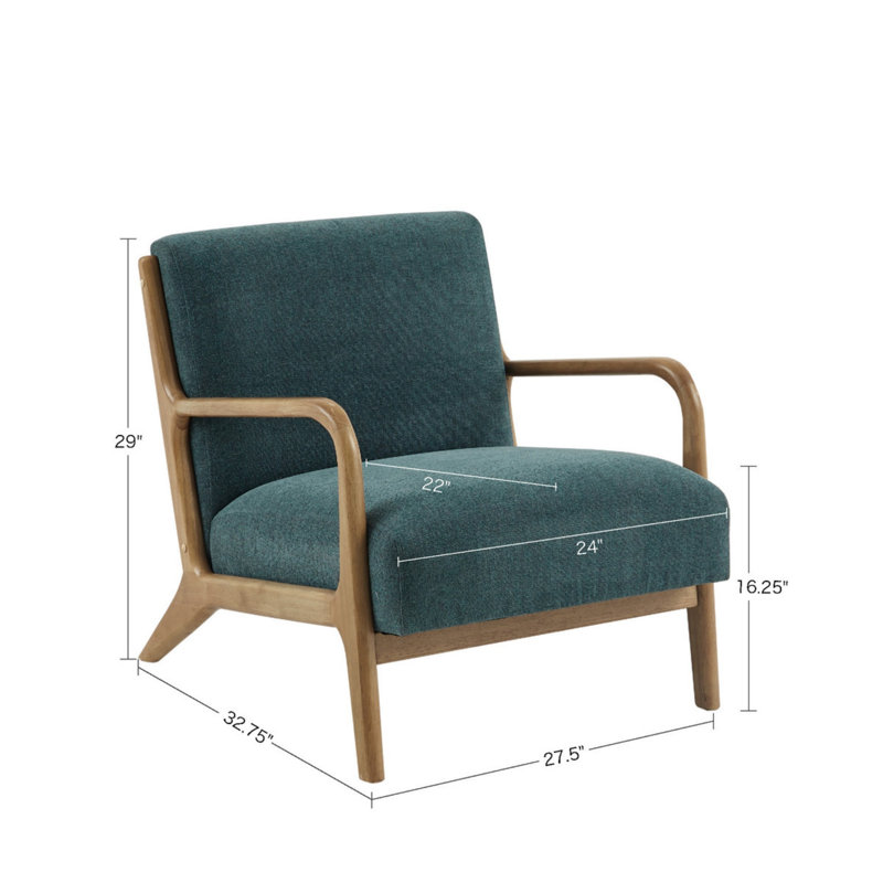 Mid-century Modern Solid Wood Lounge Chair – Textured Upholstery With High-density Foam, Teal