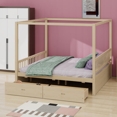 Canopy Bed with Built-in Storage Drawers