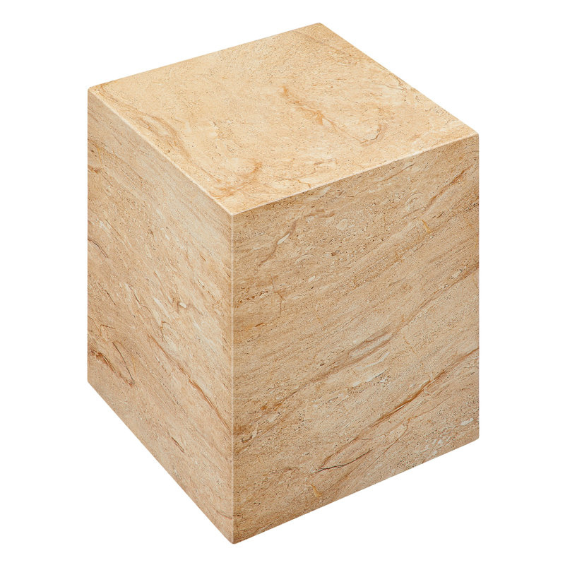 Jordana Square Plinth Indoor - Outdoor Patio Concrete Side Table, Travertine