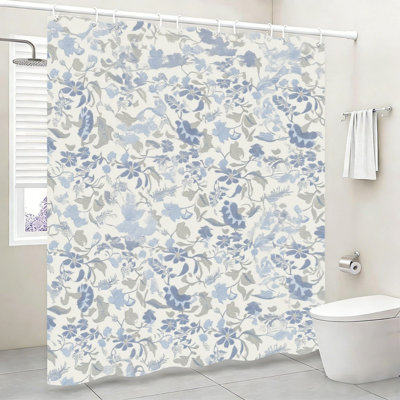 Rideau de douche vintage à motifs floraux bleus 183 x 183 cm pour salle de bain de style campagne