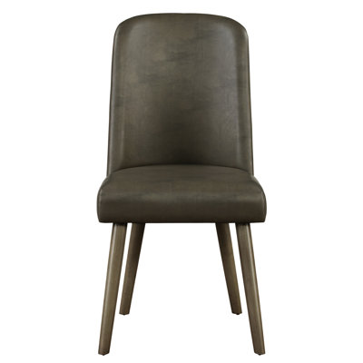 2 chaises d'appoint en chêne gris pour la salle à manger - recouvert de similicuir confortable et élégant de style Mid-Century moderne (2) rembourré de mousse de forme rectangulaire